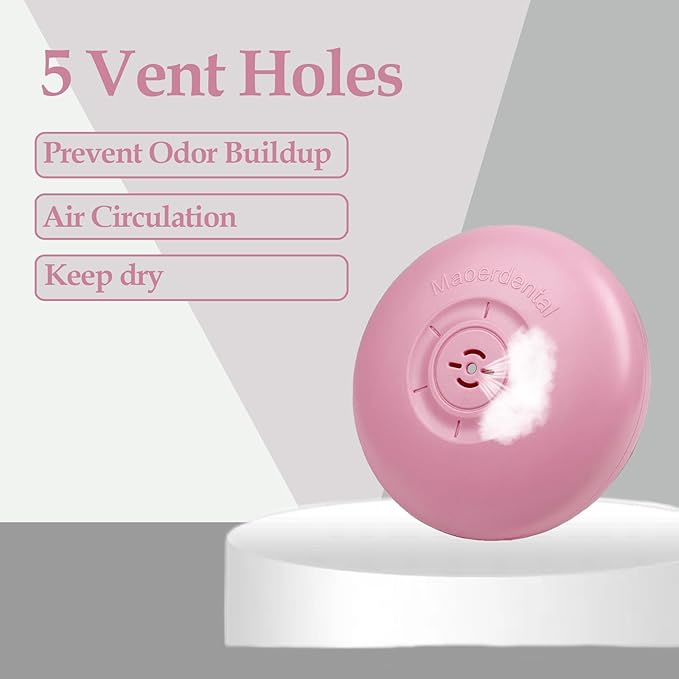 2 Pack Retainer Case,Aligner Case with Vent Holes, Compatible with Invisalign, Mouth Guard Cases，Portable Slim Travel Cute Orthodontic Retainer Cases (Pink Purple)