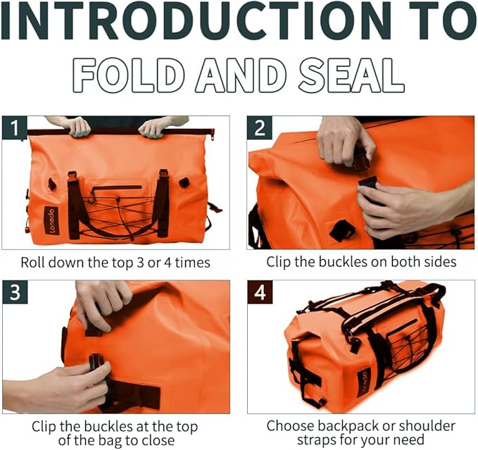 80L Dry Bag Large Waterproof Bag Roll-Top Heavy Duty Fishing Duffel Bag with Durable Straps & Handles for Kayaking Paddle boarding Boating Rafting Fishing-StrideForce Fitness