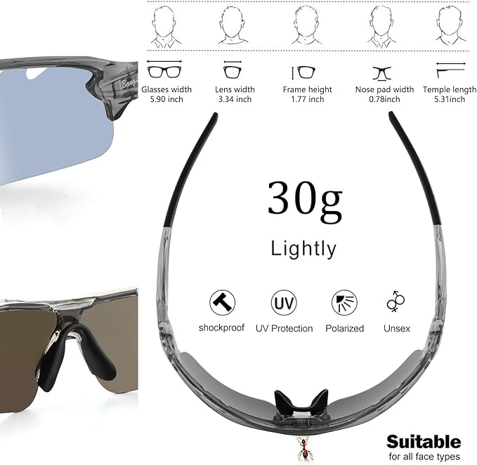 BangLong Polarized Sports Sunglasses Cycling Sun Glasses for Men Women with 5 Interchangeable Lenes for Running Baseball Golf-StrideForce Fitness