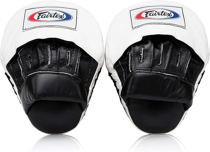 Fairtex FMV9 Contoured Focus Mitts |Striking Accuracy & Protection for Boxing, Muay Thai, Kickboxing |Ergonomic Design, Soft Padding, Secure Fit Leather-StrideForce Fitness