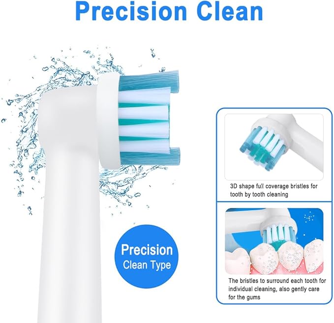 Toothbrush Replacement Heads Refills for Oral B - Precision Clean Brush Head for Gentle & Effective Cleaning and Optimal Dental Care, by DeBizz (8)