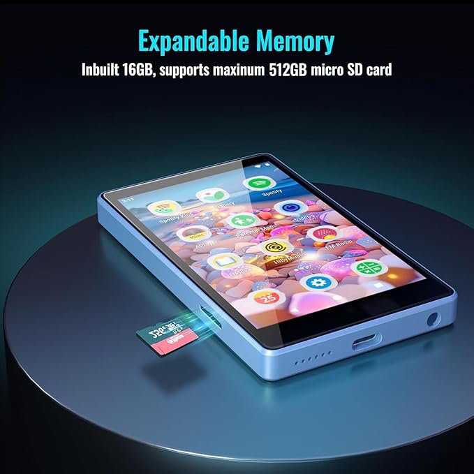 MP3 Player for Kids with Spotify, Parental Controls, Spotify Kids, Audible, Amazon Music, Libby, 4.0" IPS Kids MP4 Music Player Up to 512GB (Blue)-StrideForce Fitness