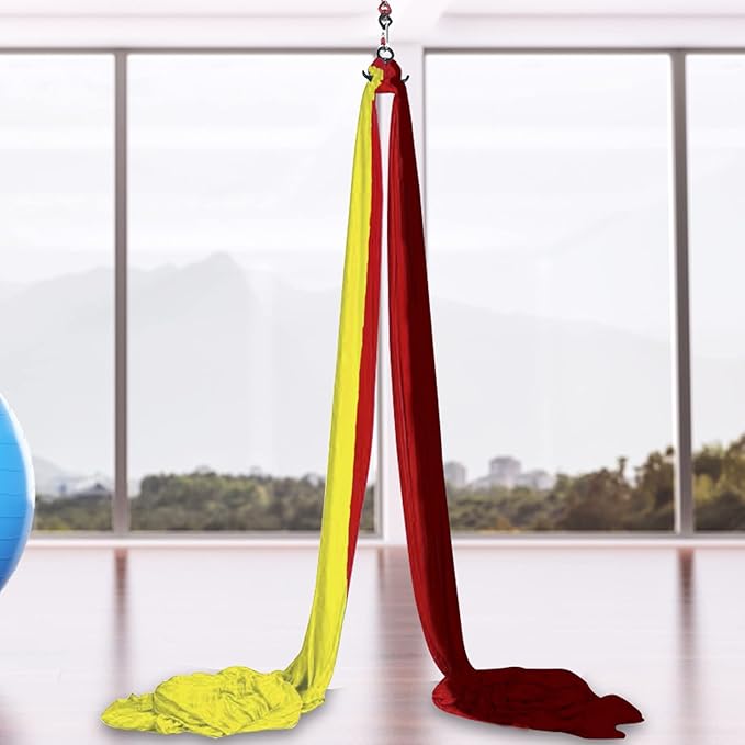 Aerial Yoga Hammock L:5M W:2.8M 5.5 Yards Aerial Pilates Silk Yoga Swing Set with 2000 Ibs Load Include Daisy Chain, Pose Guide-StrideForce Fitness