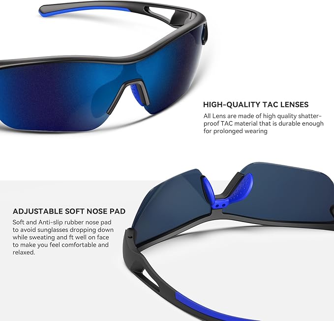 BEACOOL Polarized Sports Sunglasses for Men Women Youth Baseball Cycling Running Fishing Golf Motorcycle TAC Glasses UV400-StrideForce Fitness