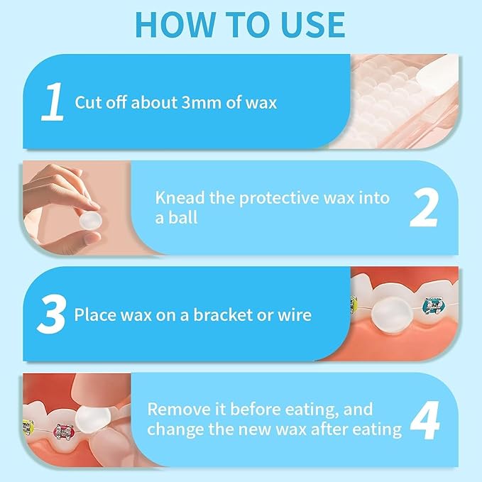 10 Box Clear Braces Wax for Teeth Precut Orthodontic Wax for Braces Aligners, Wax Dots, Hardcover Box Dental Wax with Mirror for Home Travel Office, Unscented, 4Pack/Box