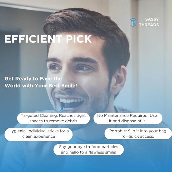 3-in-1 Complete Dental Care Set: Double Thread Floss Picks, Toothpicks, and Tongue Scraper - Your Oral Hygiene Solution with Disposable Floss Sticks for On The Go or Travel (3)