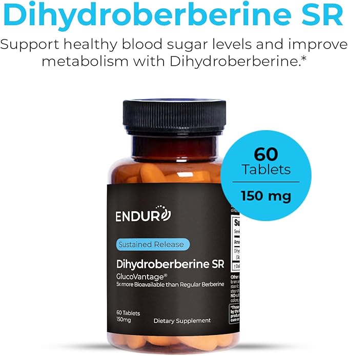Endur Dihydroberberine SR, Supports Blood Sugar Health & Metabolism, Great for Weight Management Support, Gluten Free, 150mg (60 Tablets)-StrideForce Fitness