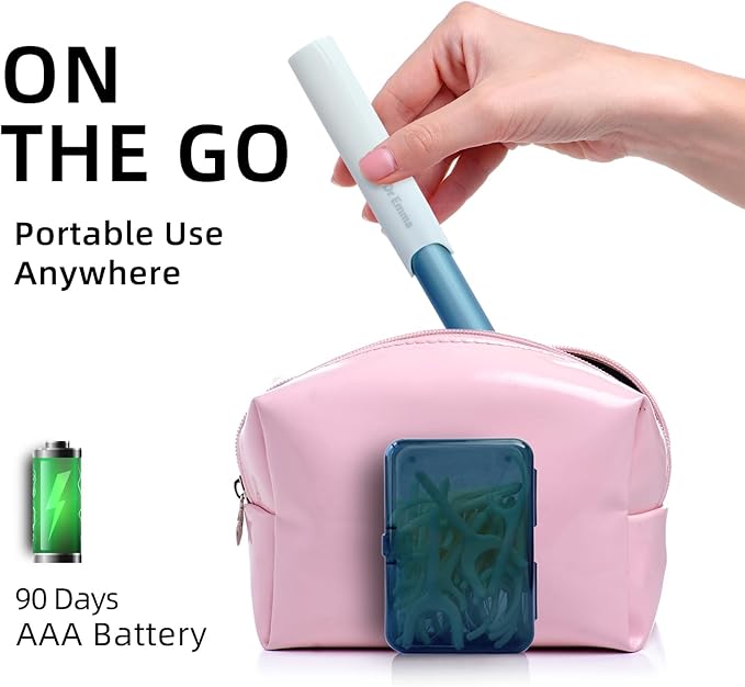 Dr. Emma Electric Vibration Flosser with Replaceable Floss Picks and Toothbrush, Power Flosser for Adults, Dental Flosser Kit for Teeth Cleaning, Water Flosser Alternative, Midnight