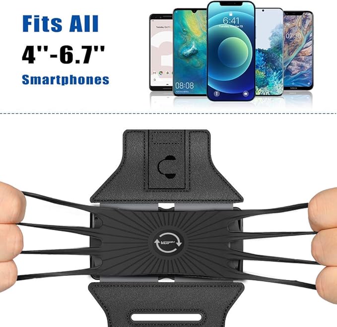 VUP Running Armband 360°Rotatable for iPhone 16/15/14/13/Pro Max/Pro/Mini, Fits All 4-6.7 Inch Smartphones, with Key Holder Phone Armband for Running Hiking Biking (Pack of 10)-StrideForce Fitness