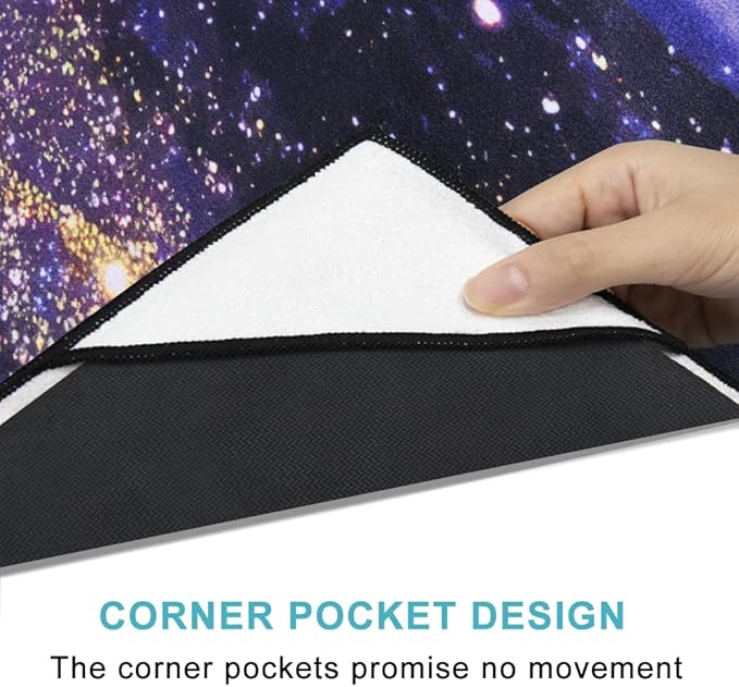 QiyI Yoga Mat Towel with Corner Pockets, Non Slip Sweat Absorbent Hot Yoga Towels, Soft Yoga Blankets with Travel Bag, Skidless Mat Cover for Workout, Gym, Fitness - 70"x26", Purple & Pink Grain-StrideForce Fitness