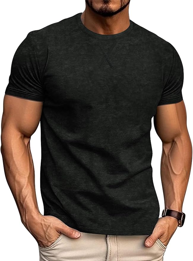 LOGEEYAR Men's Athletic Washed T-Shirts Basic Crew Neck Tees Tops Causal Distressed Cotton T Shirts for Men-StrideForce Fitness