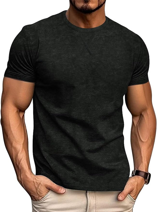 LOGEEYAR Men's Athletic Washed T-Shirts Basic Crew Neck Tees Tops Causal Distressed Cotton T Shirts for Men-StrideForce Fitness