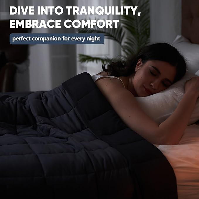 King Size Weighted Blanket for Adults (20 lbs, 80” x 87”, Grey& Black) Cooling Heavy Blanket for Sleeping Perfect for 190-210 lbs, Breathable Blanket for Adults & Couple All Season, Machine Washable-StrideForce Fitness
