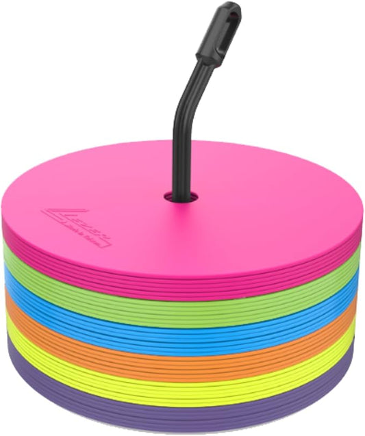 LEZER 9 Inch Flat Cones, Spot Markers, Soccer Cones, Field Court Markers, Sit Spots, Flat Discs, Soccer Training Equipment, Agility Practice, Football, Made in Taiwan-StrideForce Fitness