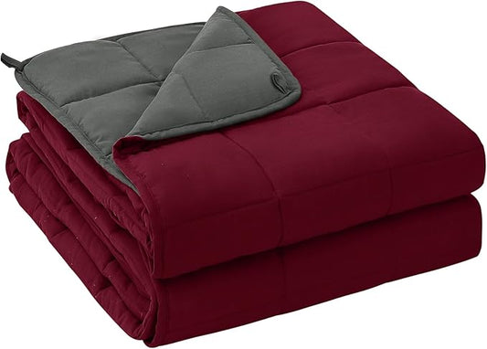 yescool Weighted Blanket for Adults (12 lbs, 60" x 80", Red Grey) Cooling Heavy Blanket for Sleeping Perfect for 110-130 lbs, Queen Size Breathable Blanket with Premium Glass Bead, Machine Washable-StrideForce Fitness