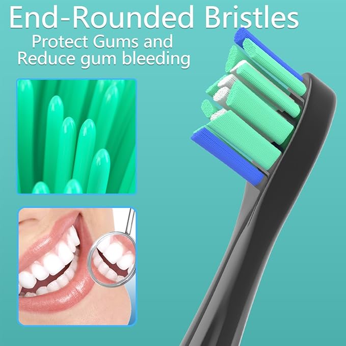 Replacement Heads Compatible with Sonicare Toothbrush, Replacement Brush Head for Philips Sonicare Electric Toothbrush 4100 5100 6100 9900 C2 W3 and More Click-on Handles (8white+8black)