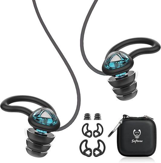 Ear Plugs for Swimming Surfing with String, Block Out Water Let Sound in, Reusable Comfy Custom-fit Swimmer Earplugs for Snorkeling, Shower, Pool, Swim, Bath, Kayaking, Other Water Activities-StrideForce Fitness