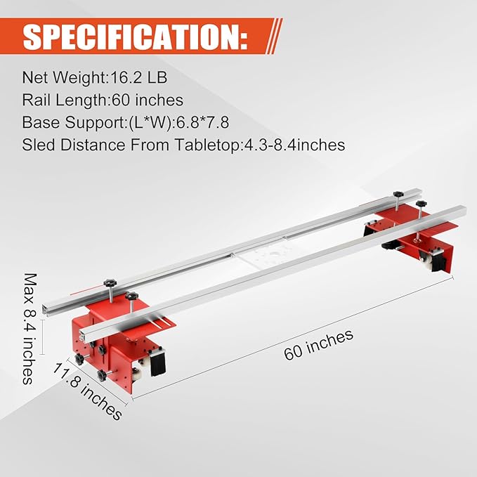 Howaoo Router Sled, Portable and Easy to Adjust Slab Flattening Jig, 60 inches Router Sled for Flattening Slabs, Trimming Planing Machine for Wood Flattening, Home DIY-StrideForce Fitness