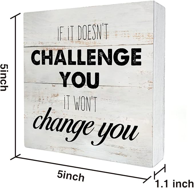 Rustic Uplifting Fitness Wood Box Sign Motivational Workout Wooden Box Sign Farmhouse Home Home Gym Desk Shelf Decor Gym Buddy Gift (5 X 5 Inch)-StrideForce Fitness