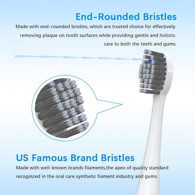 Replacement Brush Heads Compatible for 𝗪𝗮𝘁𝗲𝗿𝗽𝗶𝗸 𝐒𝐨𝐧𝐢𝐜-𝐅𝐮𝐬𝐢𝐨𝐧 2.0 Flossing Toothbrush (SF-01/ SF-02/ SF-03/ SF-04) with 3 Count Soft Bristles (White-Grey, Full Size)