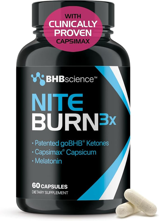 Night Burn Keto BHB Exogenous Ketones Supplement - Real Ketones Keto Diet Pills with Patented goBHB Capsimax and Melatonin for Body Sculpting (60 Count (Pack of 1), Nite)-StrideForce Fitness