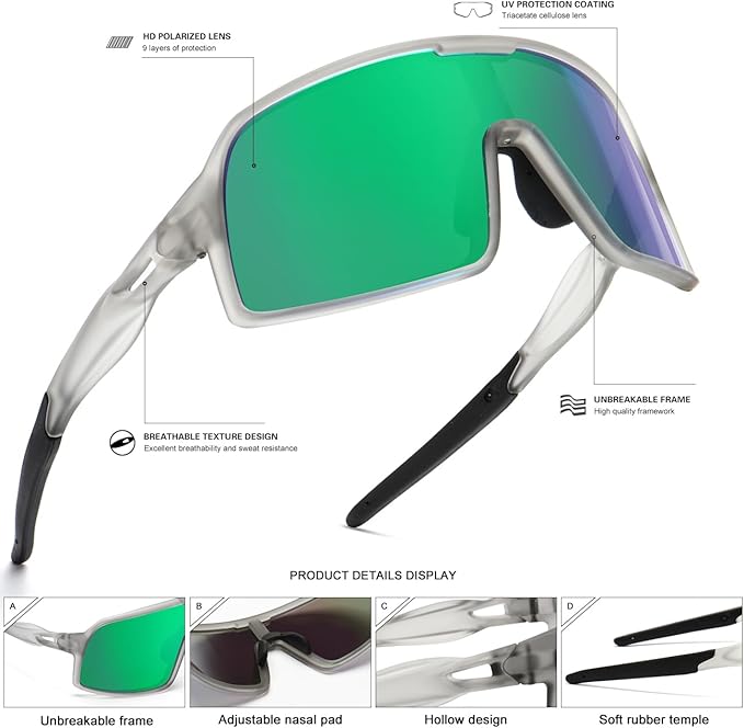 Polarized Sports Sunglasses for Men and Women Cycling Glasses UV Protection Goggles for Mountain Bike Running Fishing-StrideForce Fitness