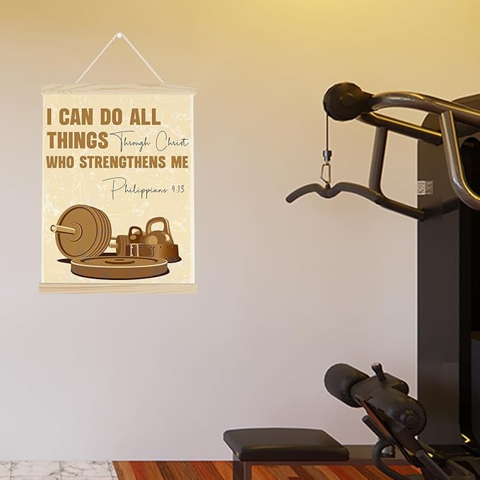 Gym Christian Motivational Posters College Dorm Posters Gifts for Guys Friends I Can Do All Things Through Christ who Strenghthens Me Gym Flag Wall Art Decor Sign for Home Gym Bedroom Office-StrideForce Fitness