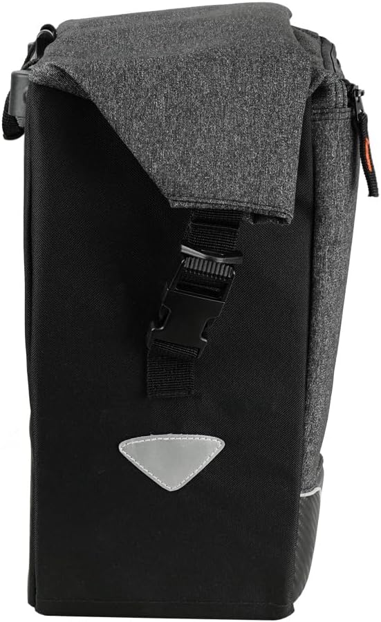 Ibera G-2 PakRak Pro Panniers Bike Bags (Pair) with Quick Release/Clip-On System - Bike Saddle Bags For Rear Rack Each with 19.8 lbs Capacity - Reflective Saddle Bag Bicycle, Fits Most Racks (Grey)-StrideForce Fitness