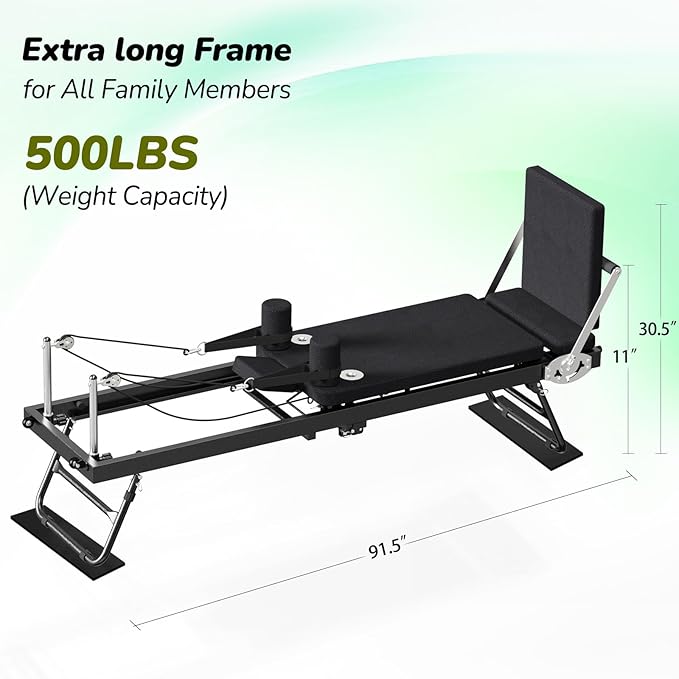 Pilates Reformer, Foldable Reformer Pilates Machine, Pilates Equipment for Home Women Use Gym Workout & Advanced and Beginners Users, Up to 400 lbs Weight Capacity Reformers-StrideForce Fitness
