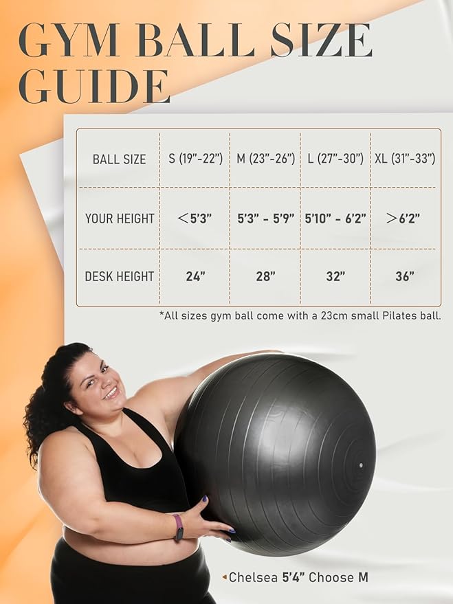 Yoga Ball for Exercise, Pilates Set, 4 Sizes Fitness Ball for Workout, Birthing, Pregnancy, Physical Therapy- Pump Included-StrideForce Fitness