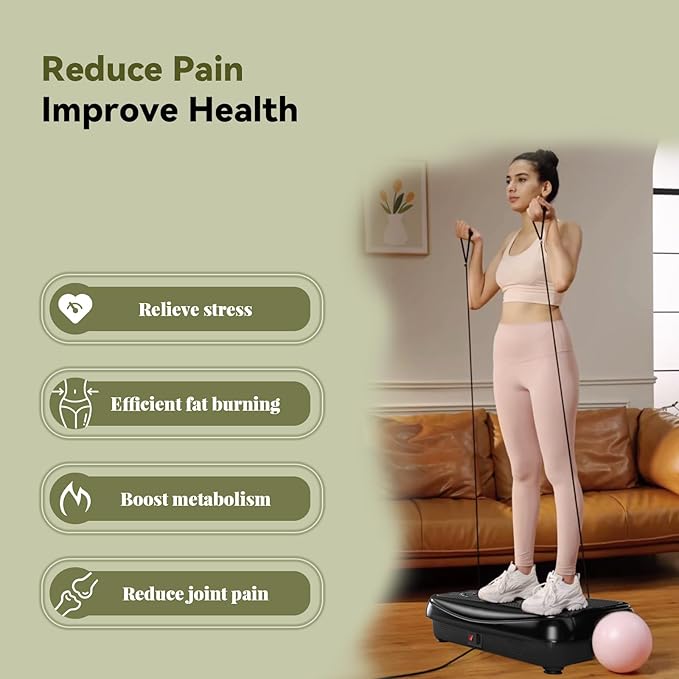 UCIN Vibration Plate Exercise Machine, Vibration Plate for Lymphatic Drainage, 330 Lbs Capacity Vibrating Plate for Weight Loss Home Fitness with Resistance Bands/Pilates Ball-StrideForce Fitness