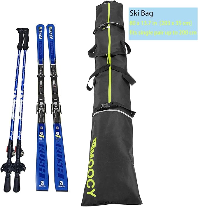 MOOCY Ski Bag for Air Travel, Unpadded Snow Bag Fits Skis Up to 200cm, Carrying Bag for Adults and Children-StrideForce Fitness