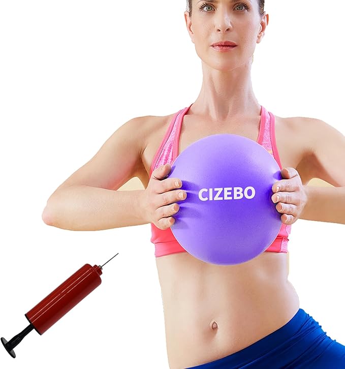 Pilates Ball 8 inch, Small Exercise Ball for Between Knees with Needle Pump for Core Workout & Physical Therapy Yoga PT-StrideForce Fitness