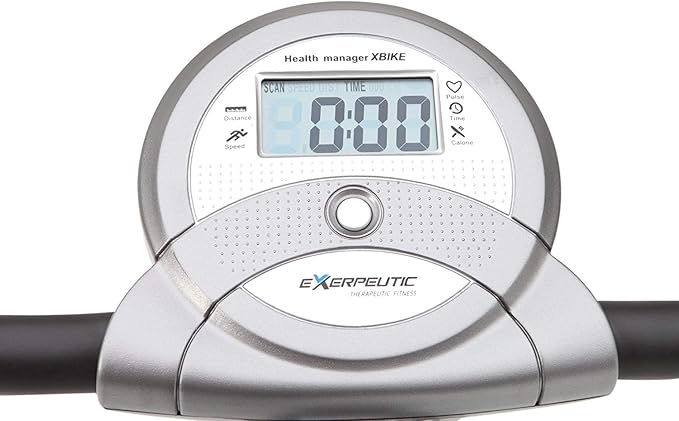 Exerpeutic Foldable Exercise Bike, 8 levels of Resistance Stationary Bicycle with Airsoft Seat, LCD Display to Track Distance, Calories, Time and Speed-StrideForce Fitness