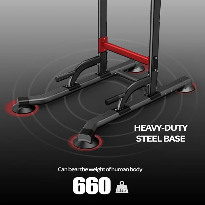 Power Tower Adjustable Height Pull Up & Dip Station Multi-Function Home Strength Training Fitness Workout Station for Home Gym-StrideForce Fitness