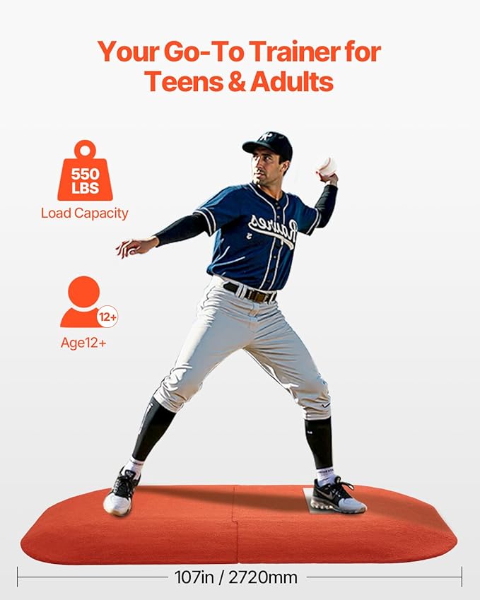 VEVOR Pitching Mound, Baseball Game Mound, Indoor/Outdoor Pitching Practice and Training Equipment, Softball Pitching Aids with Antifade Turf and Pitching Rubber-StrideForce Fitness