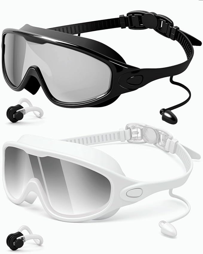 Rantizon Swim Goggles 2 Pack, Wide View Anti Fog&UV Swimming Goggles for Audlt, No Leaking Swim Glasses for Men Women Kids-StrideForce Fitness