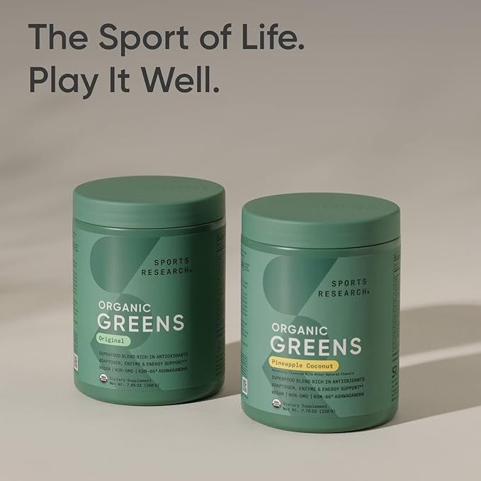 Sports Research® Organic Pineapple Coconut Greens - Digestive Health, Natural Energy & Mood Support* - Certified Organic Powder - 20 Servings-StrideForce Fitness