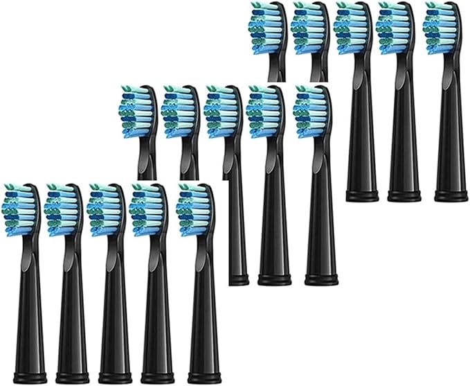 Replaceable Brush Heads Bristle Refill ，Compatibility for Seago/Fairywill Electric Toothbrush FW/SG 507/508/515/551/917/959(Black 15)