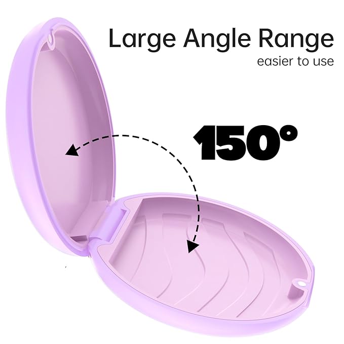 Retainer Case, Slim Aligner Case Compatible with Invisalign, Cute Retainer Box with Silicone Pad, Purple