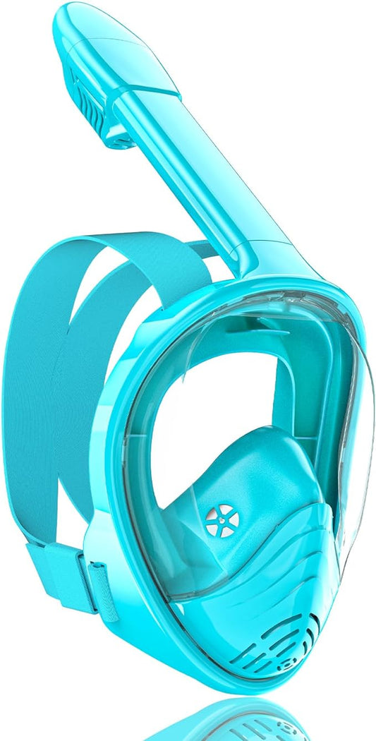 QingSong Kids Snorkel Mask Full Face, Snorkeling Set with Camera Mount, Foldable 180 Degree Panoramic View Snorkeling Gear Anti-Fog Anti-Leak-StrideForce Fitness