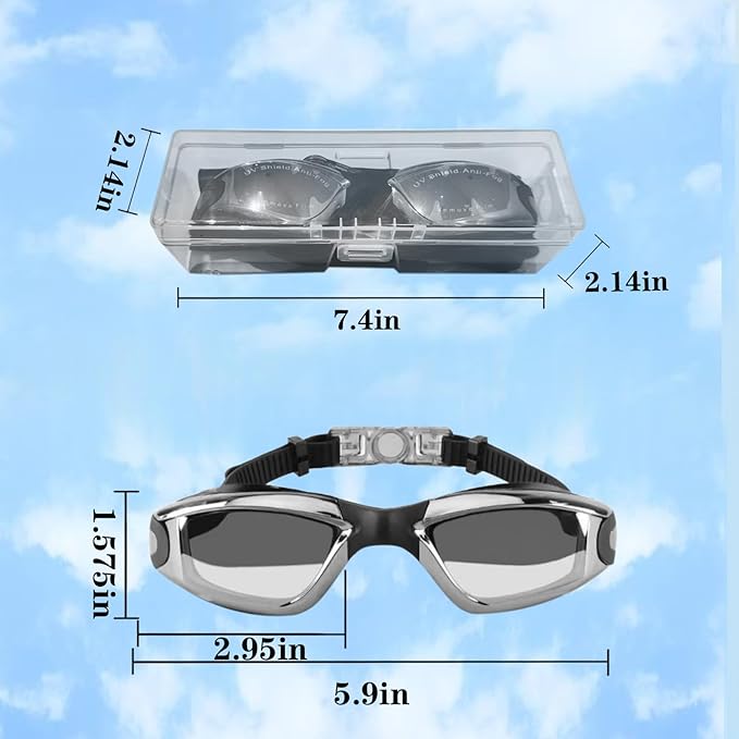 Swim Goggles Swimming Goggles No Leaking with Nose Clip, Earplugs, Swim Cap and Case for Men Women-StrideForce Fitness
