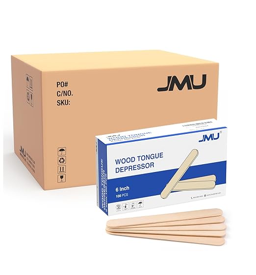 JMU 5000 Count Tongue Depressors, 6" Non-Sterile Tongue Blades Wood Sticks