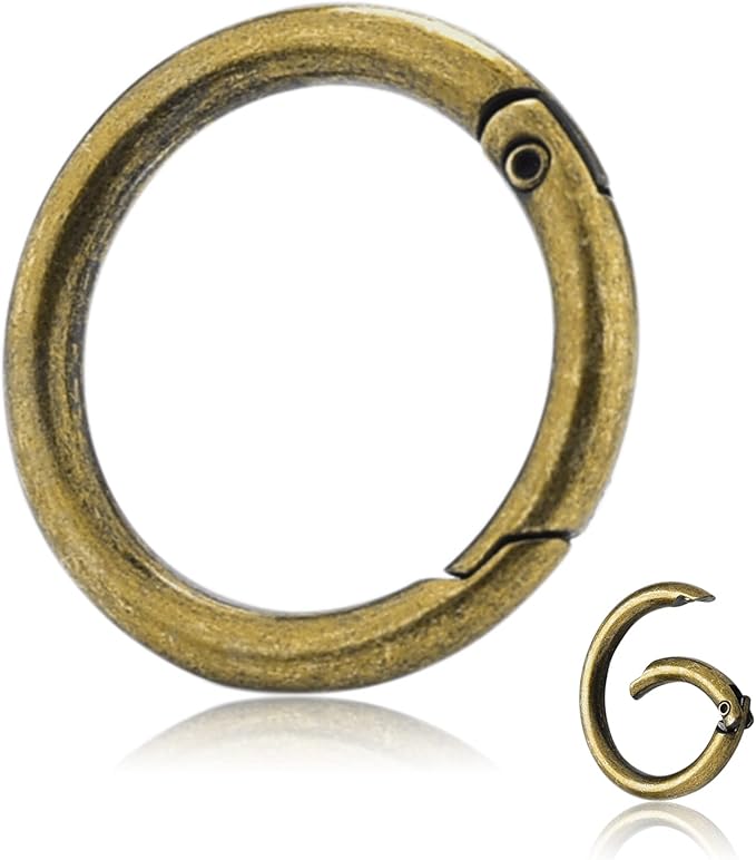 10Pack 1 Inch Metal Spring O Rings Clip Keychain, Round Carabiner Clips Keyrings Snap Hook Buckle, Purse Shoulder Bag Chain Rings Clip Replacement Paracord Keychain Lanyard Leather DIY Crafts (Bronze)-StrideForce Fitness