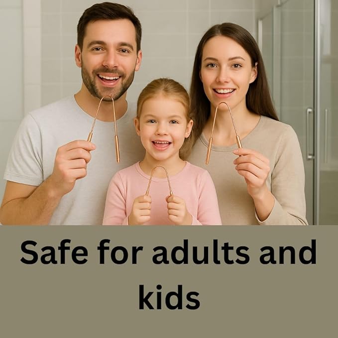 ALADEAN Copper Tongue Cleaner with Case | Copper Tongue Scraper for Adults, Pack of 3 Tongue Cleaner for Oral Care & Hygiene