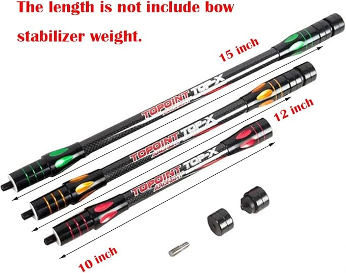 10 Inch 12 Inch 15 Inch Archery Bow Stabilizer Balance Bar Rod Side Rod Carbon Fiber Stabilizer Dampen Weight for Compound Bow Recurve Bow Accessory-StrideForce Fitness