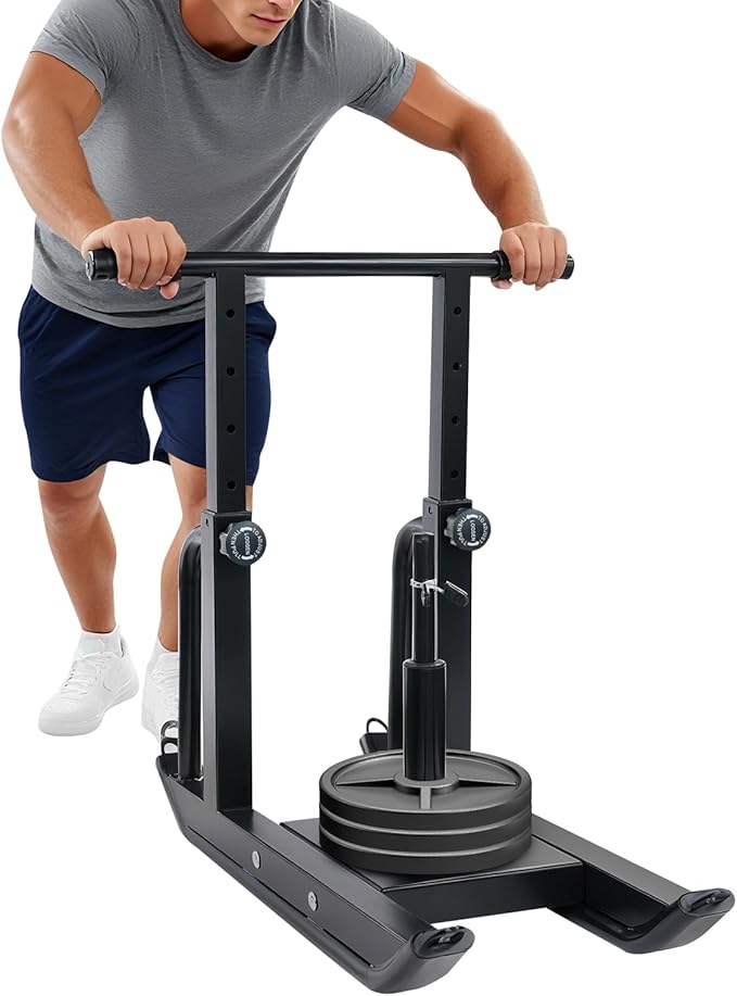 Weight Sled for Strength Training, Heavy Duty Fitness Sled with Shoulder Straps Adjustable Push Pull Sled for Speed, Agility, and Explosive Power, for 1" & 2" Plates-StrideForce Fitness