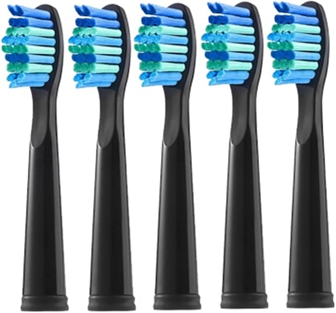 Replacement Electric Toothbrush Head Bristle Brush Refill ，Compatibility for Fairywill Refills FW-D1/FW-D3/FW-D7(5 PCS BK)