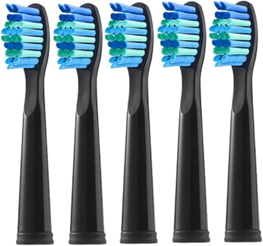 Replacement Electric Toothbrush Head Bristle Brush Refill ，Compatibility for Fairywill Refills FW-D1/FW-D3/FW-D7(5 PCS BK)