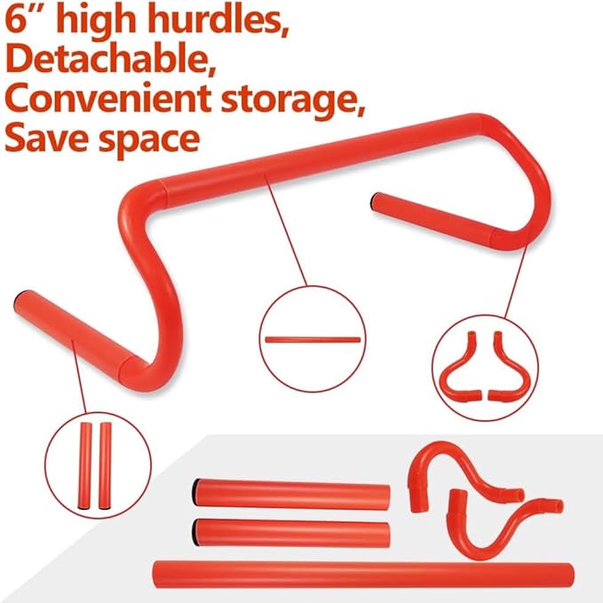 Speed & Agility Ladder Training Equipment Set, Includes 12 Rung 20ft Agility Ladder, 4 Agility Hurdles,12 Disc Cones, 1 Resistance Parachute for Training Football Soccer Basketball Athletes-StrideForce Fitness